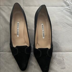 Manolo Blahnik Black Suede Heels